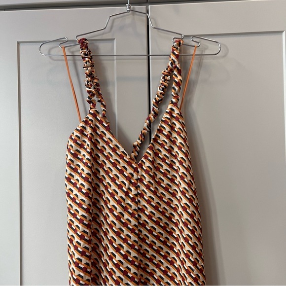 Eva Franco Abstract Crossback Slit Maxi Dress Small Boho MCM Coastal Cream - Picture 3 of 9